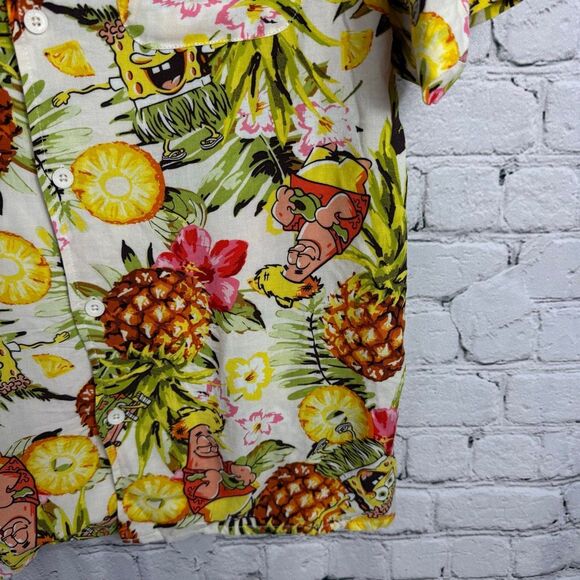 Spongebob Squarepants Patrick Nickelodeon Hawaiian Button Down Shirt Size Small - Picture 4 of 9
